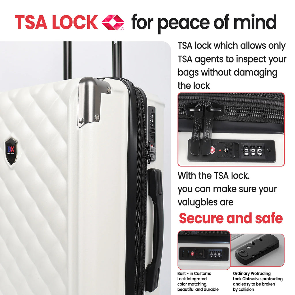 Hardshell Luggage Set 3 Piece  ABS Suicase Set Lightweight Expandable Suitcase with Spinner Wheels & TSA Lock