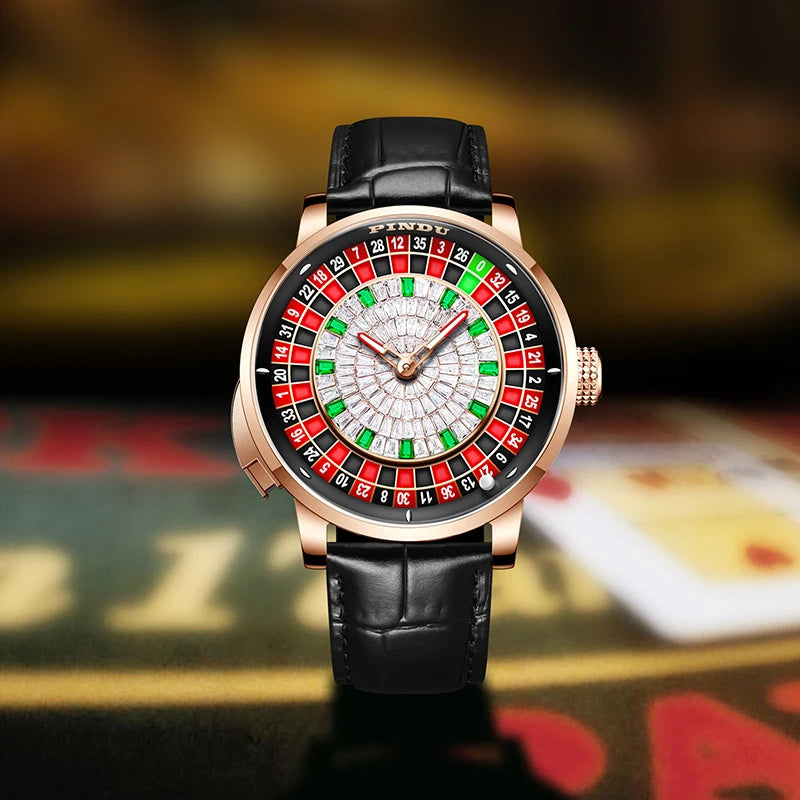 Mechanical Watches Pro Men's PINDU Watch NH35A Movement Sapphire Glass Waterproof Button Design Wristwatch Russian Roulette