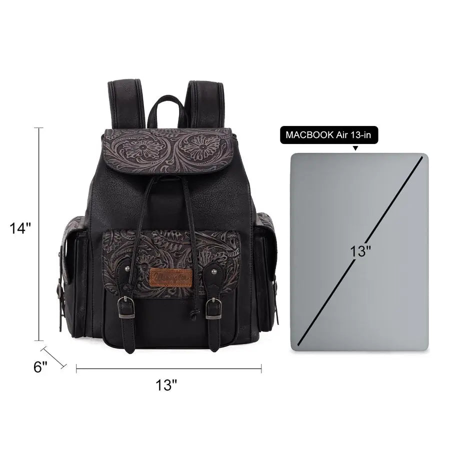 West Wrangler Backpack Purse for Women Men Western Backpack Floral Tooled Travel Bags