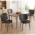 Dining Chairs Set of 4, Mid Century Modern Dining Room Chair, Upholstered Faux Leather Kitchen Chairs with Walnut Bentwood