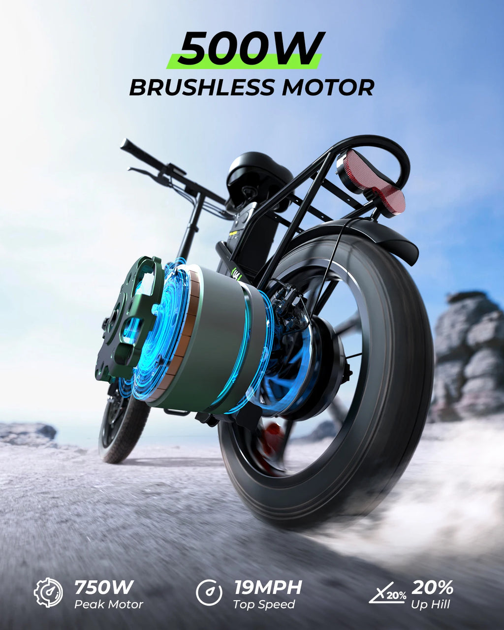 isinwheel U4 Electric Bike 750W 36V 10.4Ah 36V 10.4Ah Battery 19 mph Top Speed Adult Electric Bicycles, 16" Commute Ebike