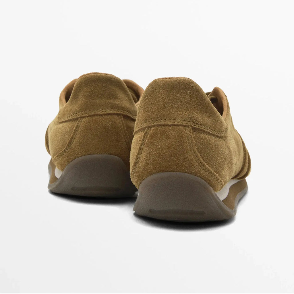 Women's Cowhide Suede Sneakers Thick Soled Lace Up Sports Shoes Daily Leisure Patchwork Comfortable Versatile Good Outside Shoes