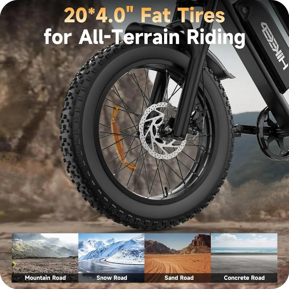 EBike for Adults - 20 x 4 Inch Fat Tire, 750W/Peak 1500W Motor, 48V15.6AH Detachable Battery, 4 Riding Modes EDirt Bike, 7 Speed