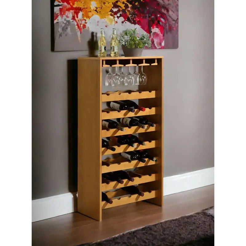 Hanzi Oak Finish Wine Rack**New Product Title:** Stylish Oak Wine Rack Storage for Up to 12 Bottles - Elegant Design for Home