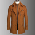 Men's Double Collar Wool Coat  Fashion Handsome Autumn Winter Business Style High Quality Middle-aged Men's Fashion Woolen Coat