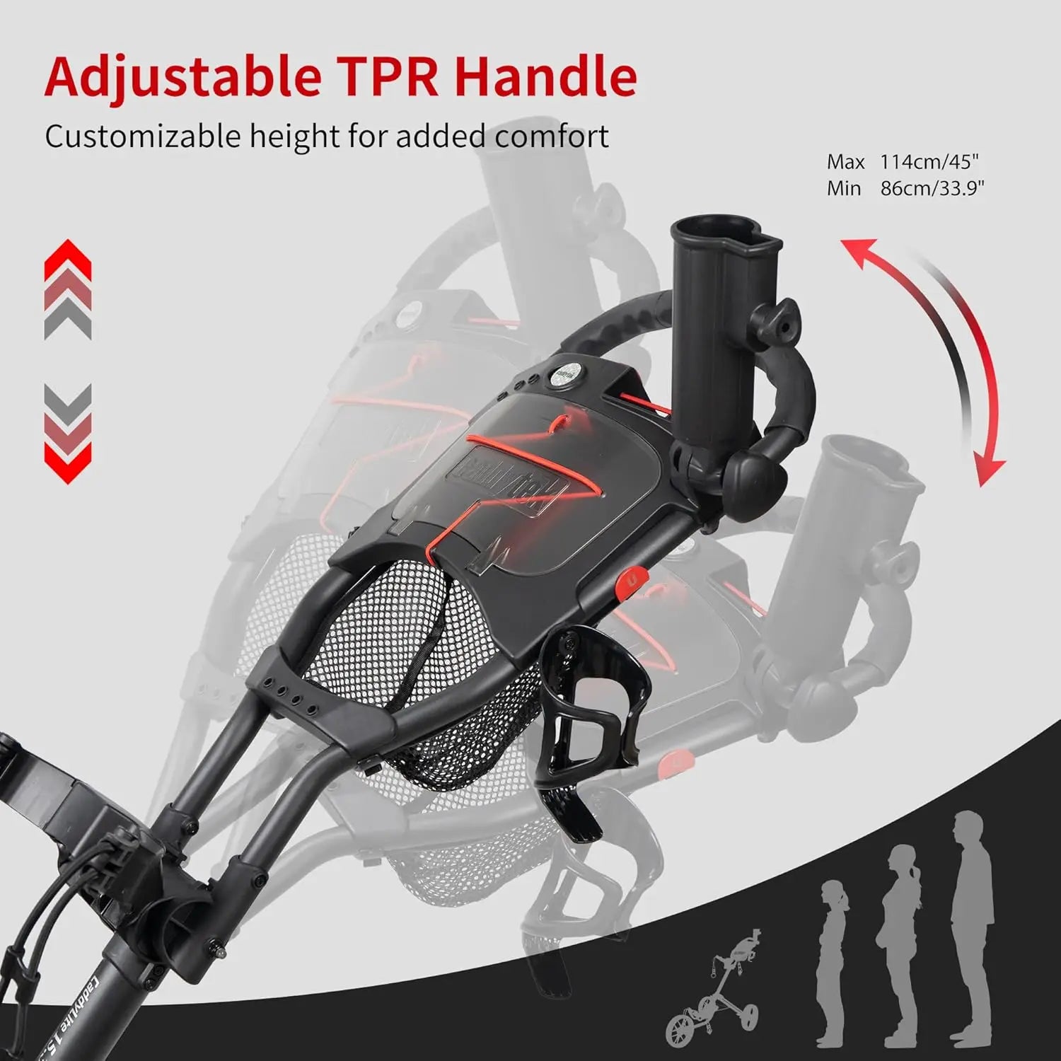 Lightweight Foldable Golf Push Cart with EVA Wheels, Foot Brake, Adjustable Handle & Accessories - 15.3 V2 Model