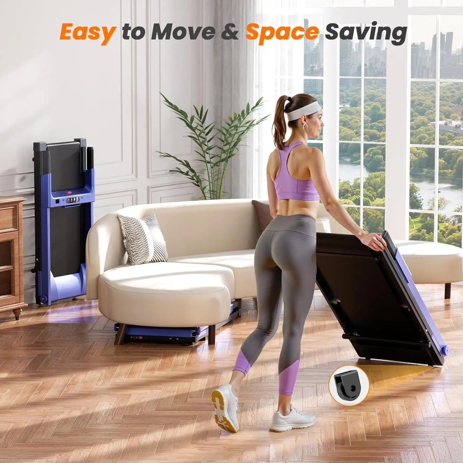 Compact 4-in-1 Folding Treadmill with Incline for Home Fitness, Supporting 300 LBS, Ideal for Small Spaces with Hand Controls