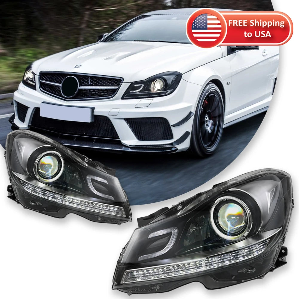 TYPY Car Headlights For Benz C-Class W204 2011-2013 LED Car Lamps Daytime Running Lights Dynamic Turn Signals Car Accessories