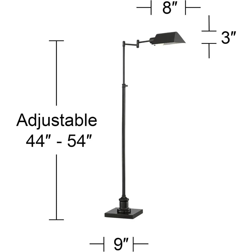 Adjustable Traditional Farmhouse Pharmacy Floor Lamp with Swing Arm, 54 Tall, Dark Bronze Metal Base, Bright Illumination