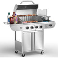 Pro BBQ Grill, Heavy-Duty Stainless Steel Gas Grill, 4 Burner Gas Grill with Side Burner, 42000 BTU Propane Grill for Outdoor Co