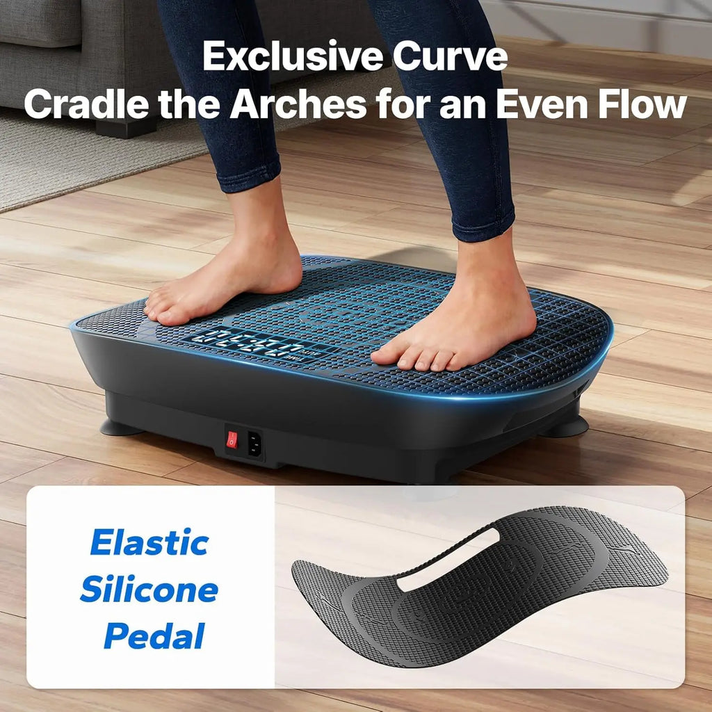 Curved Vibration Plate Exercise Machine for Lymphatic Drainage & Weight Loss with LED Calorie Display, Home Workout Equipment