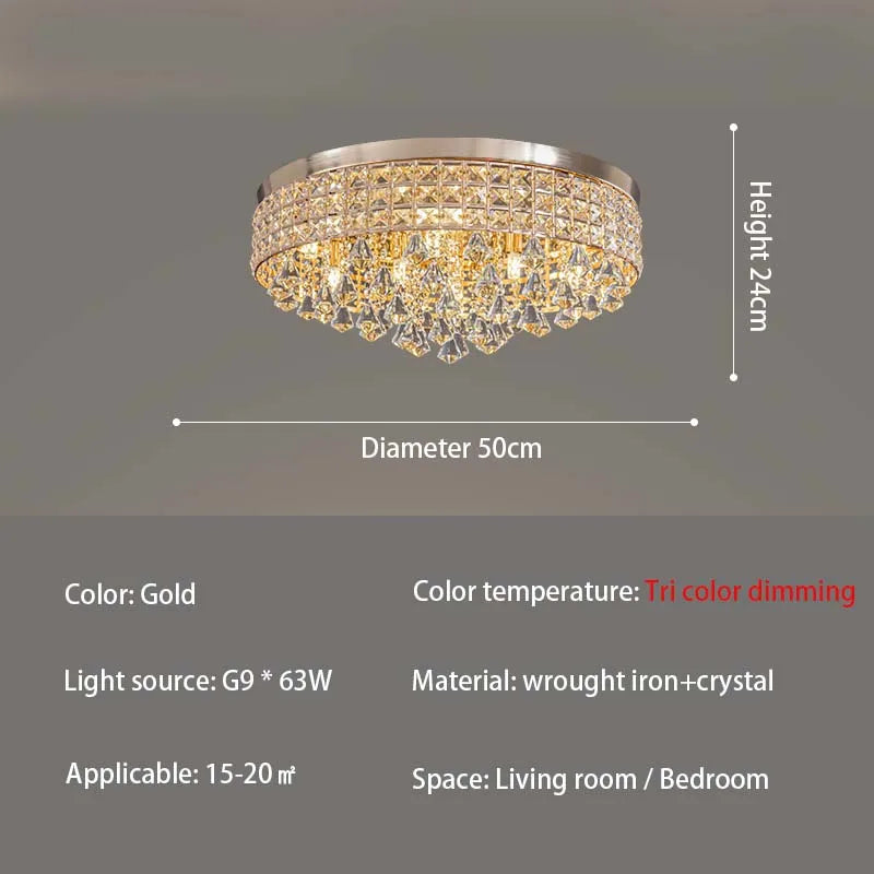 Modern LED Crystals Ceiling Lamp Living Room Decoration Bedroom Lustre Ceiling Lights Art Deco Led Chandelier Lighting Fixtures