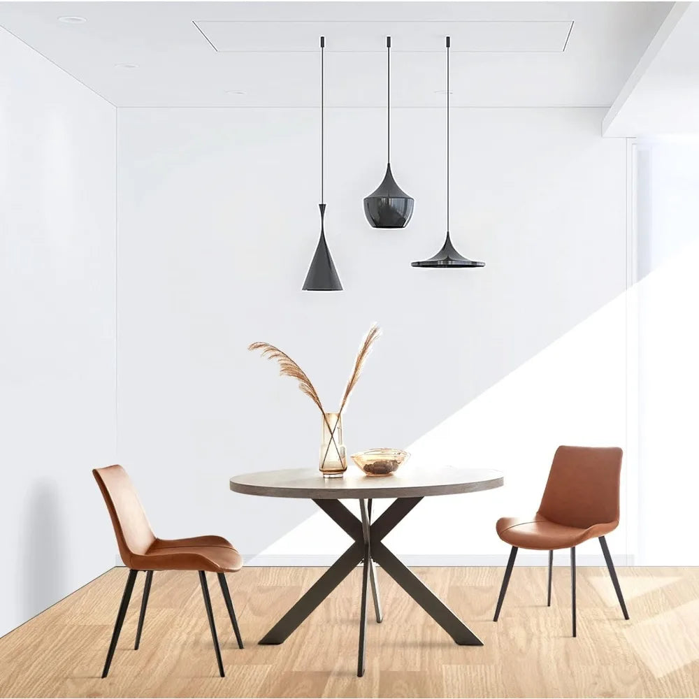 47" Round Dining Table Set, Mid Century Modern Round Dining Table for 4-6 Person, Steel Legs,Leisure Coffee Table for,Customized