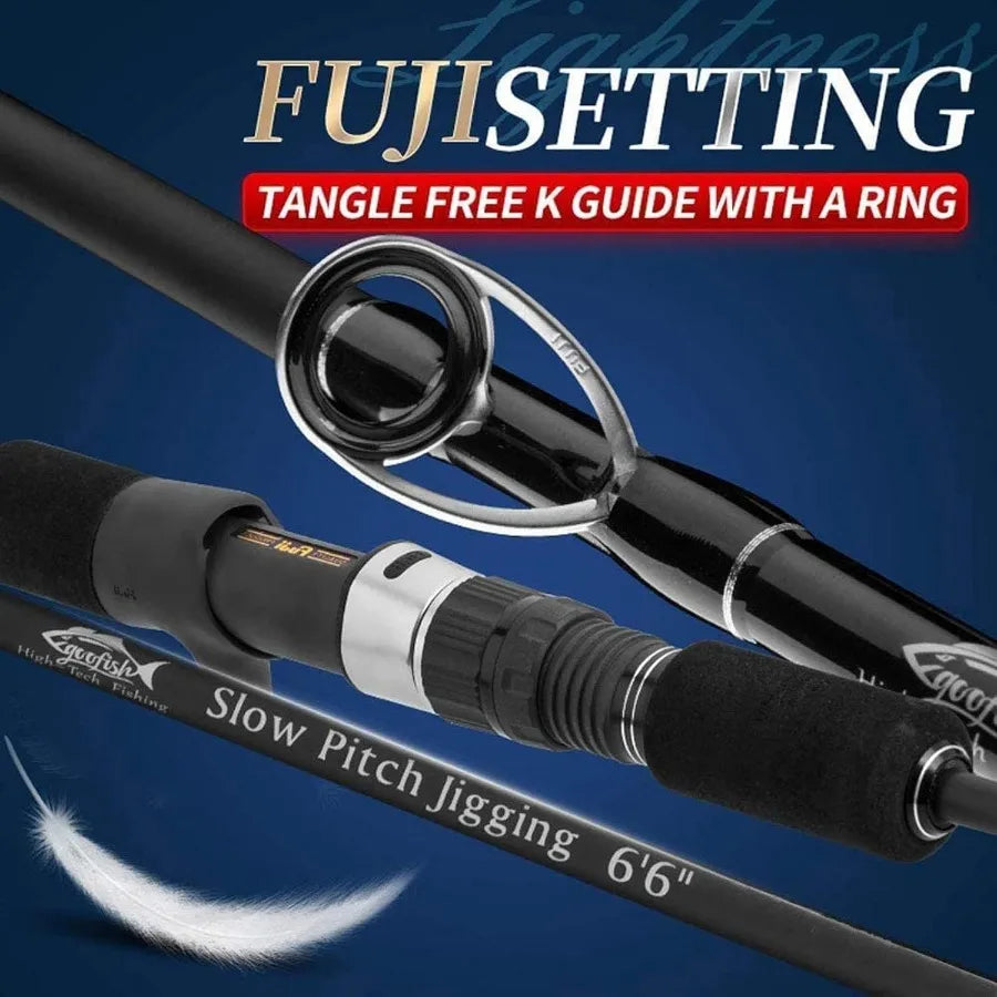 Solid Nano Tech Blank Series Matte Black Fuji Setting Size 6'6 Saltwater Slow Pitch Jigging Rod for Deep Sea Fishing Ap