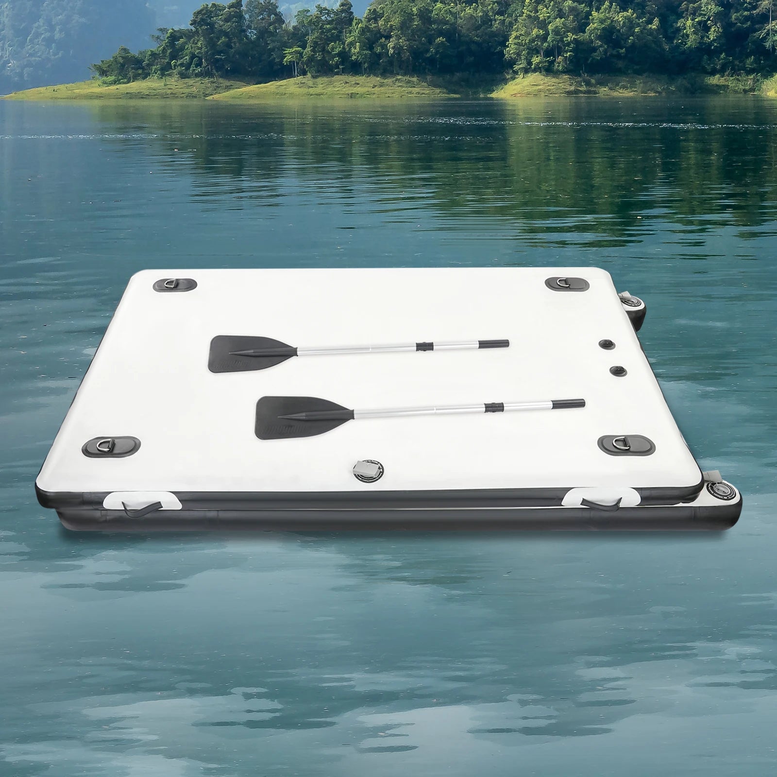 PVC Portable Fishing Boat Inflatable Boat Multi Person Inflatable Swimming Dock 400kg Load Capacity for Amping/Family Bonding