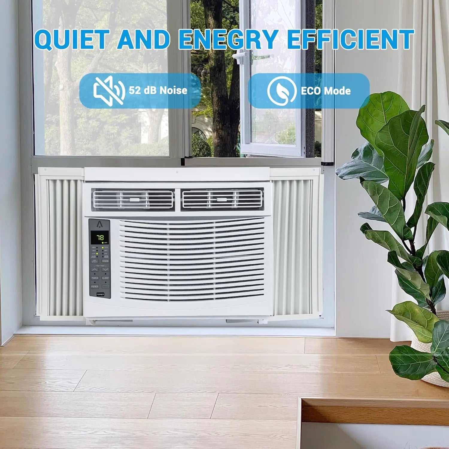6,000 BTU Window Air Conditioner AC Window Unit Cool up to 250 Sq. Ft w/Wifi Controls & 4 IN 1 Cooling Dry Fan and Auto Mode