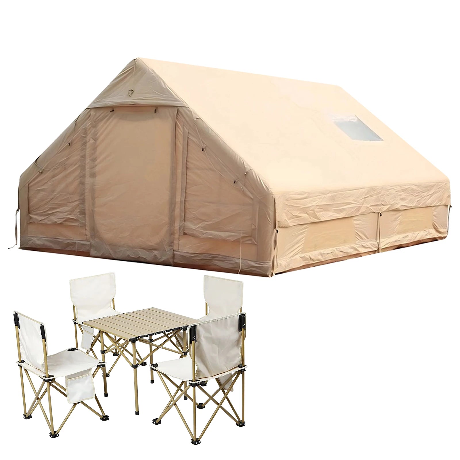 Inflatable Camping Tent with Pump Glamping Camping Tents House Waterproof Windproof for Outdoors