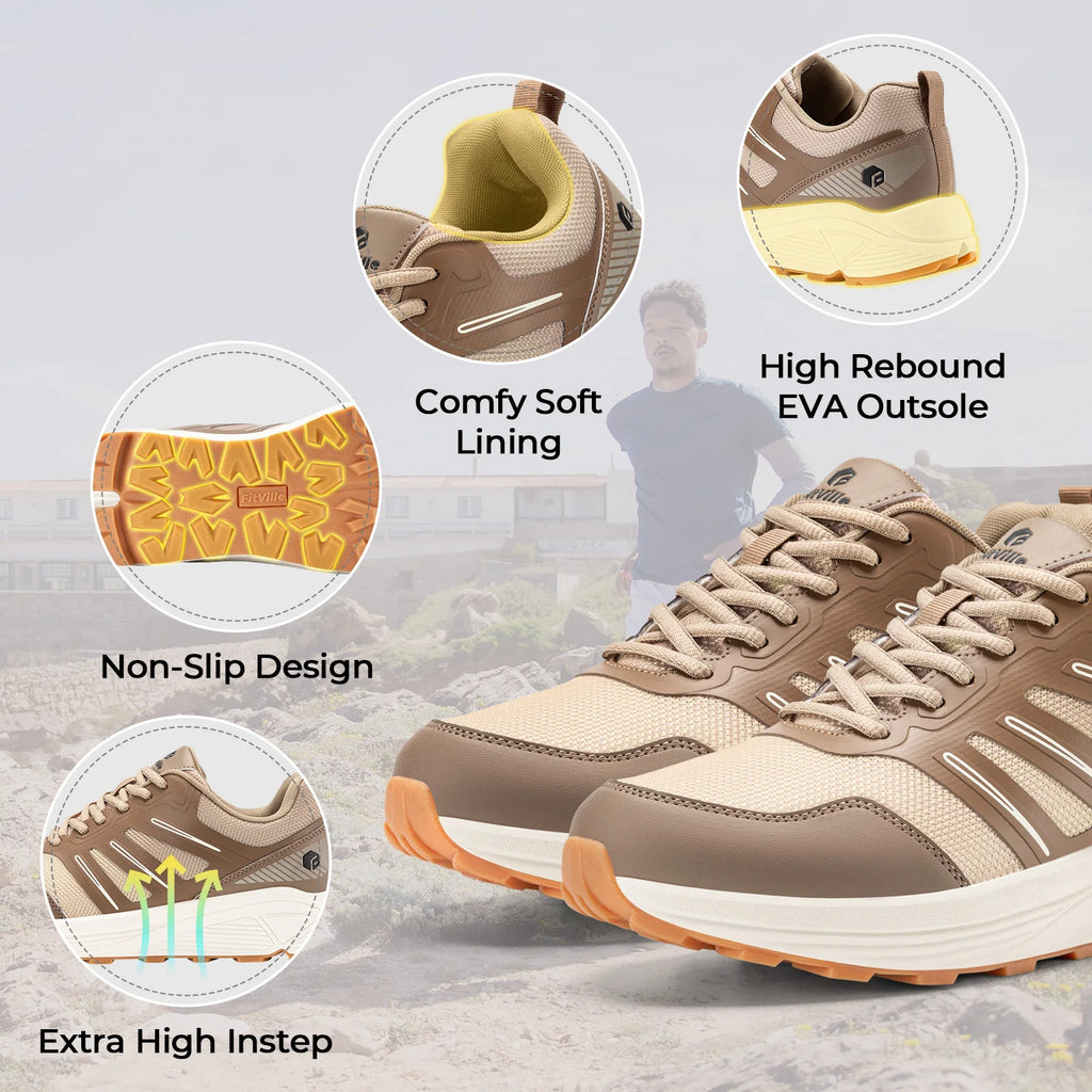 Fittington Shoes For Man Wide Toe Box Man Sport Sneakers Running Shoes For Heel Pain & Plantar Fasciitis Relief