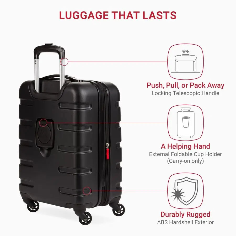 Hardside Expandable Luggage with Spinner Wheels, Black, CarryOn 19Inch