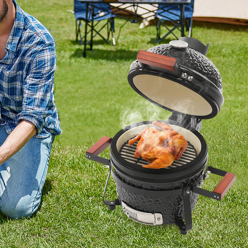 13inch Ceramic Barbecue Grill Ceramic BBQ Charcoal Grill Outdoor Grill Smoker Round Ceramic Stew Grill for Picnics Patio