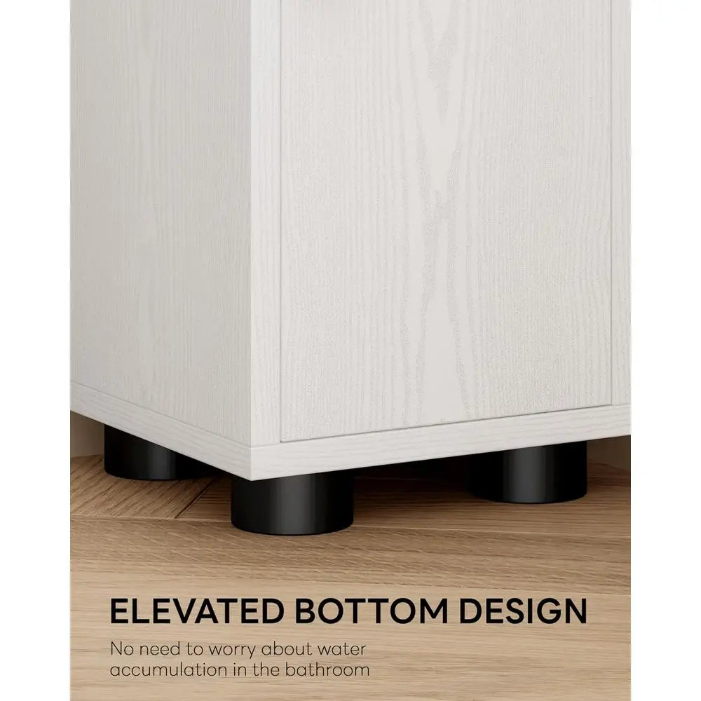 71" Tall Bathroom Storage Cabinet, Narrow Storage Cabinet with Adjustable Shelves, Toilet Paper Rod and 2 Hooks, Freestanding Sl