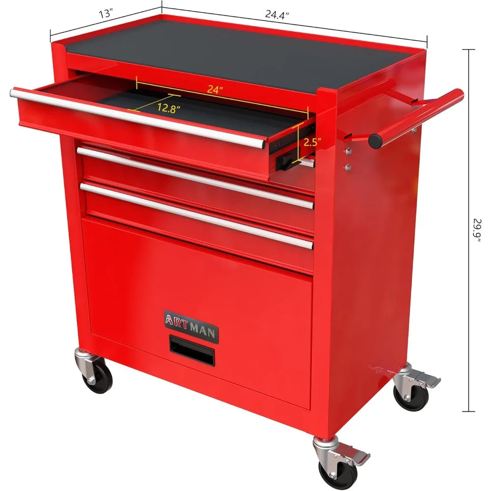 Drawers Rolling  Chest Cart With Tool Sets. Storage Cabinet, 24.4 Toolbox Cart With 4 Wheels. Portable  Cabinet