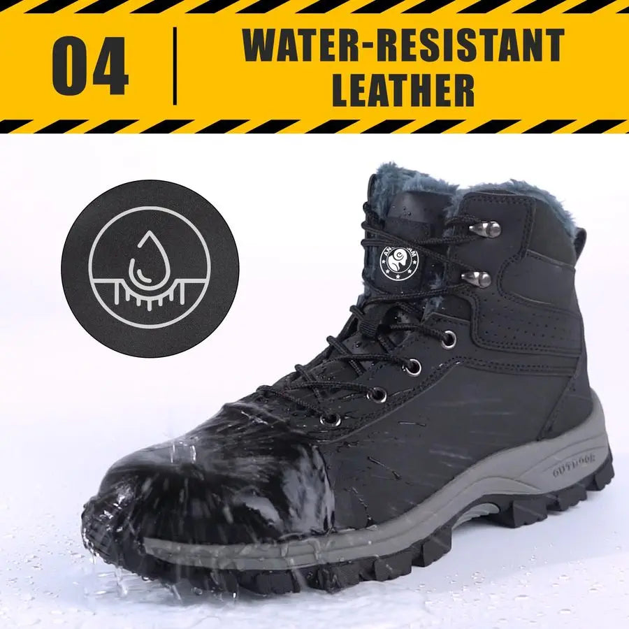 Winter Steel Toe Boots for Men Snow Work Boots Slip Resistant Safety Shoes Indestructible Industrial Construction Working Boots