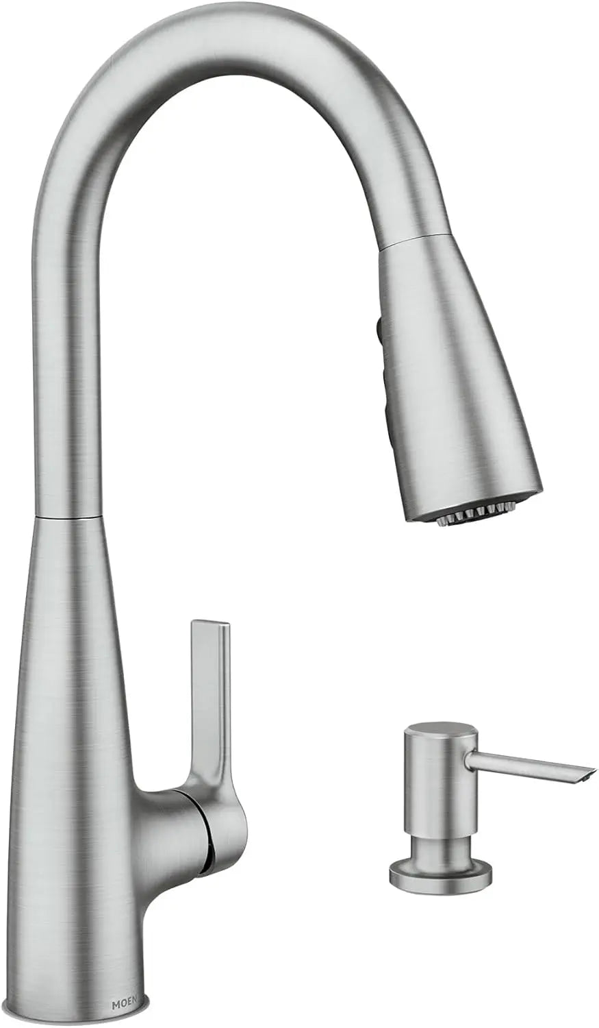 Stainless Steel Pull-Down Kitchen Faucet with Sprayer, Spot-Resistant Finish, Easy Installation, Includes Soap Dispenser