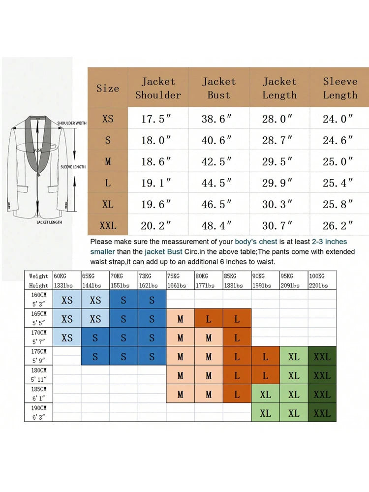 Men's tailcoat, men's suit 2-piece slim fit double breasted tailcoat, suitable for occasions such as dances, concerts, weddings,