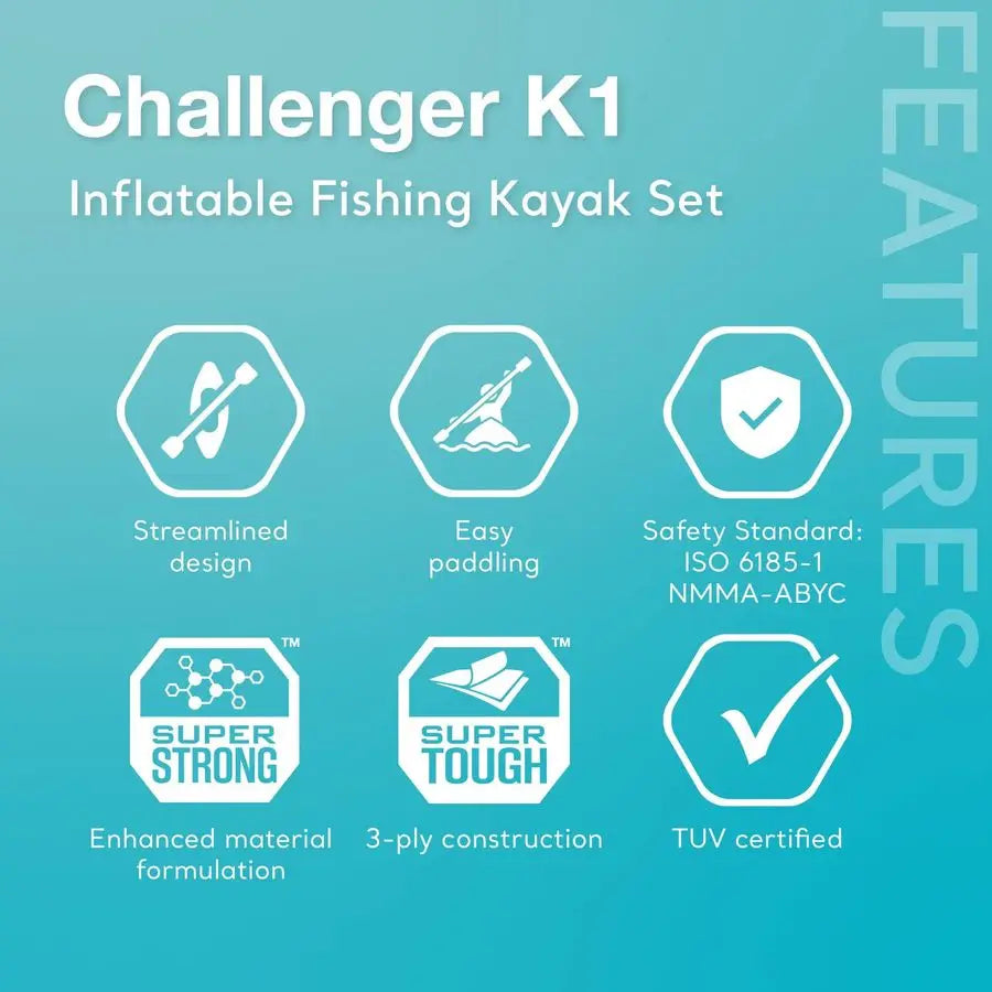 Challenger Inflatable Kayak Series Includes Deluxe 86in Kayak Paddles and HighOutput Pump SuperStrong PVC Adjustable Seat with