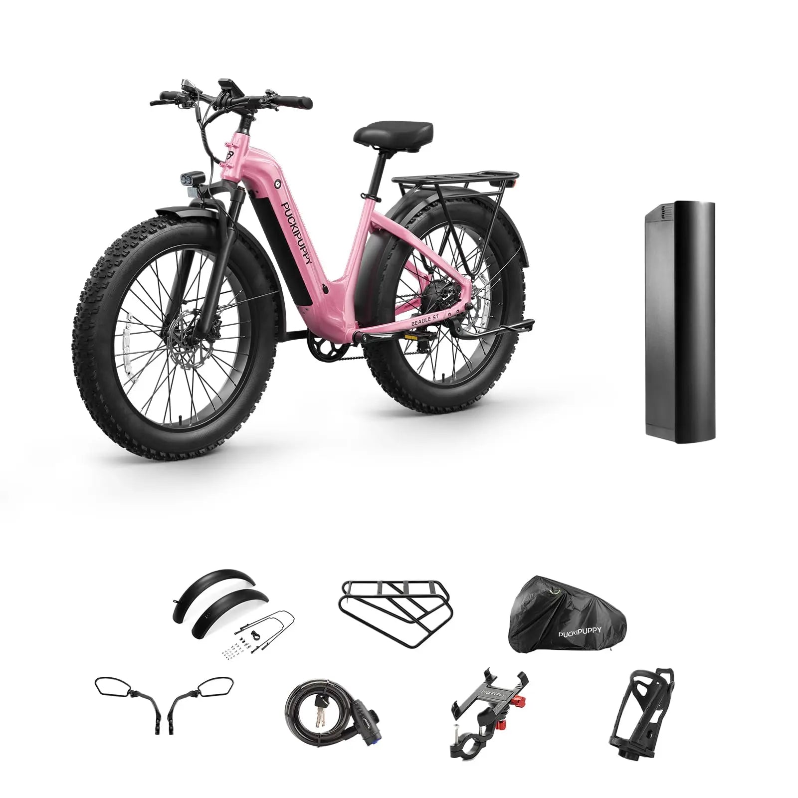PUCKIPUPPY Beagle ST Electric Bike for Adults 26" Fat Tire Step-Through Electric Mountain Bike Off-Road Ebike 2-Year Warranty
