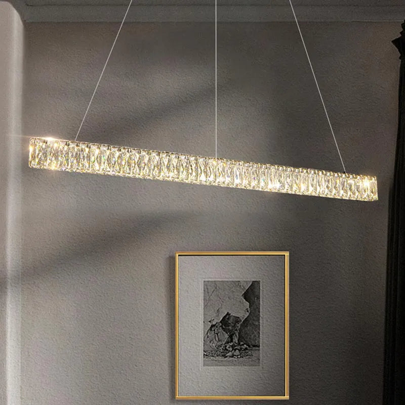 Modern Simple Modern Chandelier Luxury Interior Decoration Hotel Bar Kitchen Living Room Crystal Pendant Lamps Strip Led Light