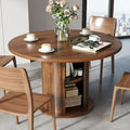47 Circular Farmhouse Dining Table, Dark Brown, Seats 4-6, Storage Space, Suitable for Kitchen & Living Room