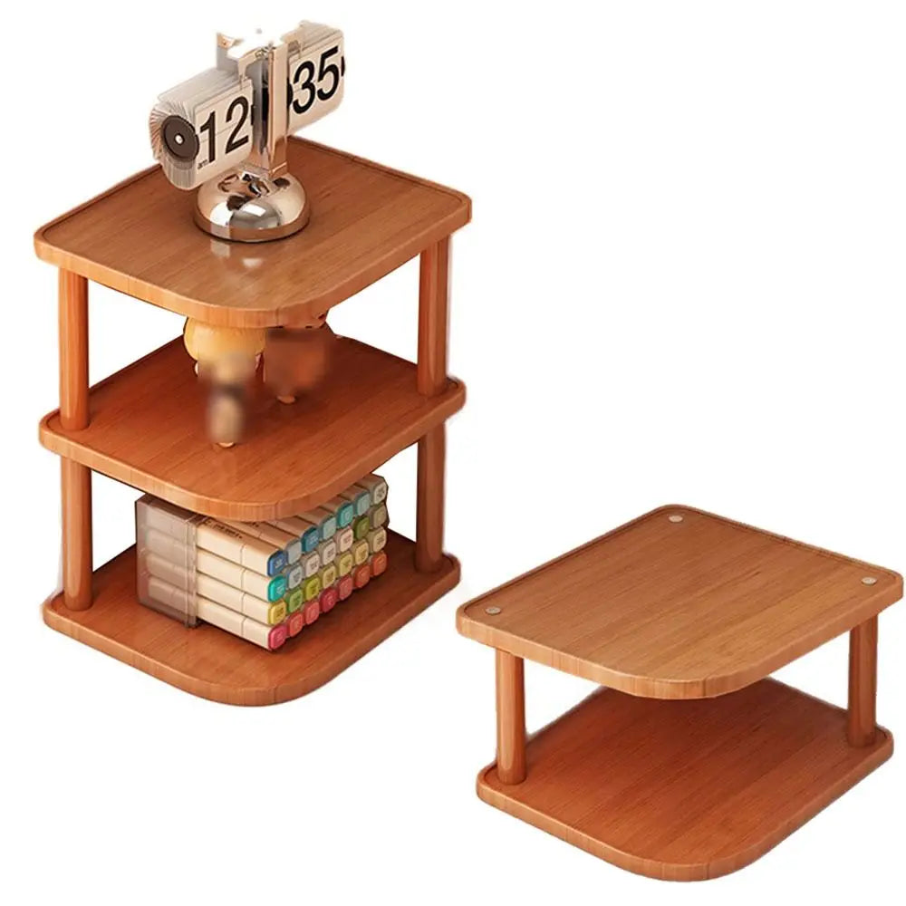2/3/4 Tier Desktop Corner Stand Stackable Vertical Design Wood Book Shelf Space Saving Easy Assembly Countertop Organizer