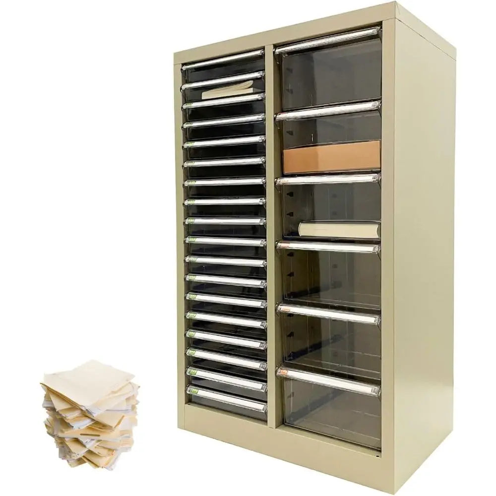 24-Drawer Clear Vertical File Cabinet for Home Office, Ideal for Paperwork and Small Item Storage