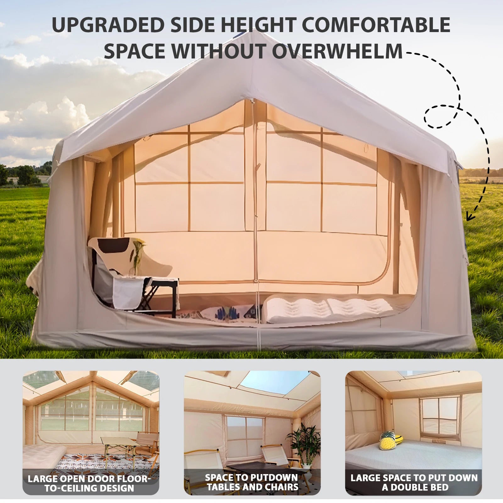 Inflatable Tent for Camping - 6-8 Person Ultra-Quick Setup Blow Up Tent,80.73 Square Feets 4 Season Inflatable Tent with Stove