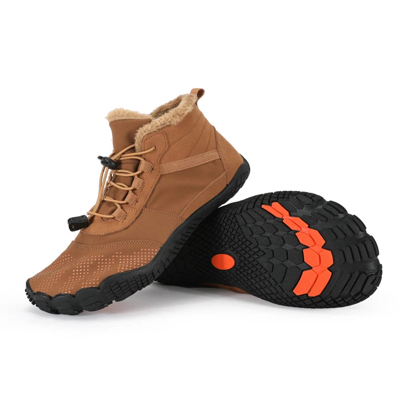 Mens Womens Snow Boots Barefoot Shoes Waterproof Wide Toe Box Shoes Minimalist Zero Drop Sole Cotton Boots Sneakers