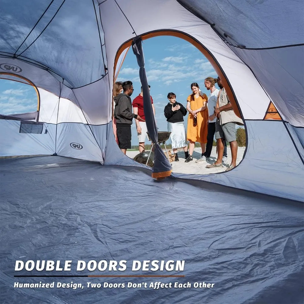 Camping Tent 10-Person-Family Tents, Parties, Music Festival Tent, Big, Easy Up, 5 Large Mesh Windows, Double Layer, 2 Room