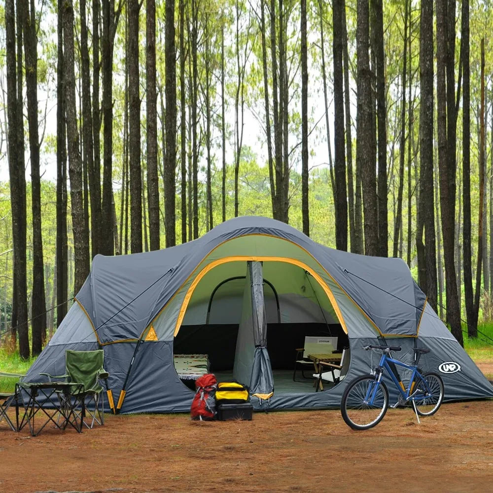 Camping Tent 10-Person-Family Tents, Parties, Music Festival Tent, Big, Easy Up, 5 Large Mesh Windows, Double Layer, 2 Room