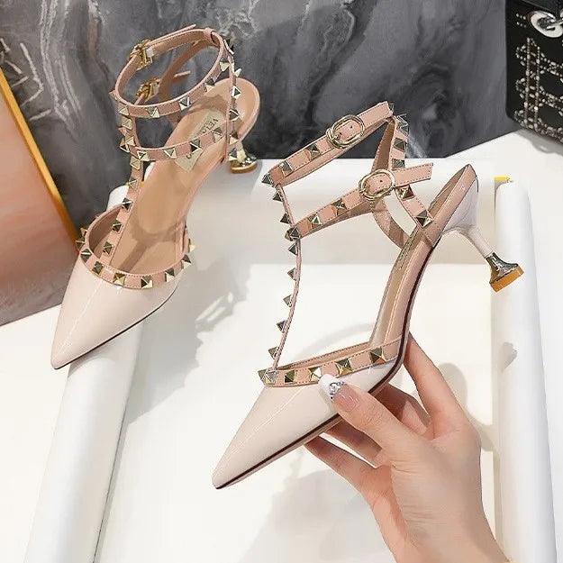 Elegant Slingback Heels - Women‘s Single-Strap Dress Sandals, Korean Style Block Heels for Skirts, Chic & Versatile Ladies Shoes