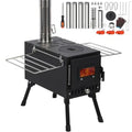 Portable Hot Tent Stove for Camping and Ice Fishing: Durable Alloy Steel Wood Burning Stove with Stainless Steel Sectional Chim