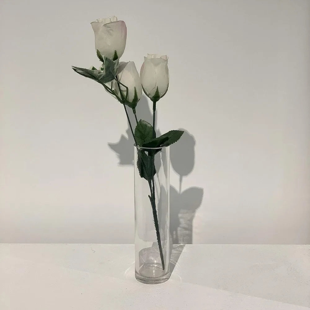 Clear Skinny Narrow Hurricane Vases for Wedding Centerpieces, Bulk Floral Containers, Height 8, Width 2, Ideal Standard Glass Cy