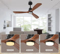52" Ceiling Fans with Light Remote Control Outdoor Wood Ceiling Fans with LIght for patios Noiseless Reversible DC Motor