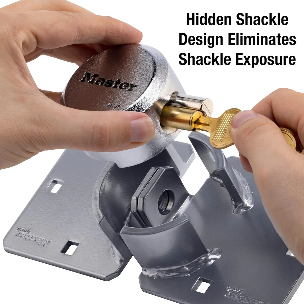 Heavy Duty Chrome Puck Lock with Hidden Shackle & Hasp for Trucks Trailers Vans Solid Steel Security
