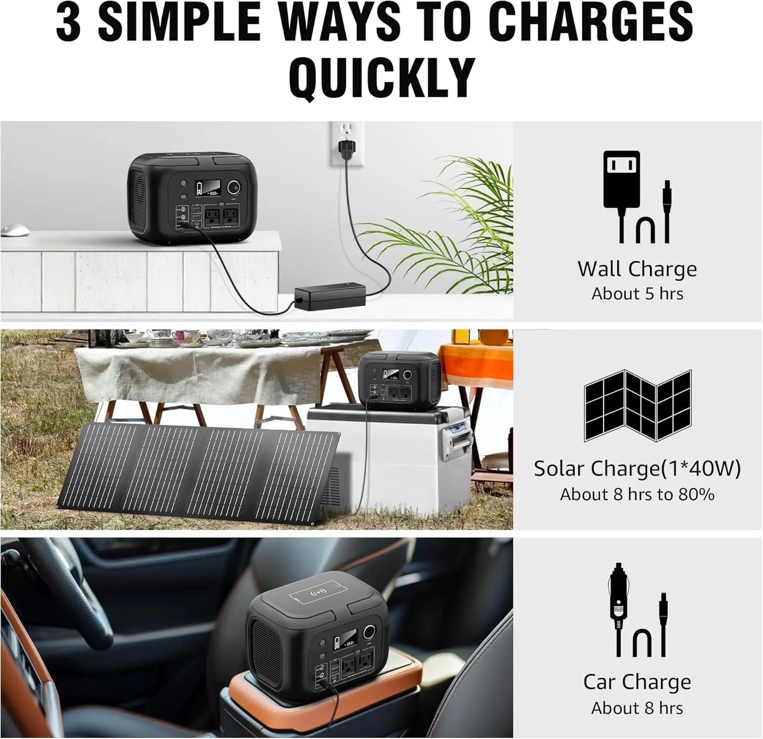 300W Portable Solar Power Station with 40W Panel, 260Wh Battery for Camping, Outdoor & Home Backup