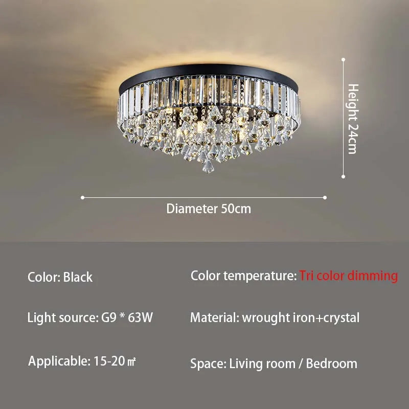 Modern LED Crystals Ceiling Lamp Living Room Decoration Bedroom Lustre Ceiling Lights Art Deco Led Chandelier Lighting Fixtures