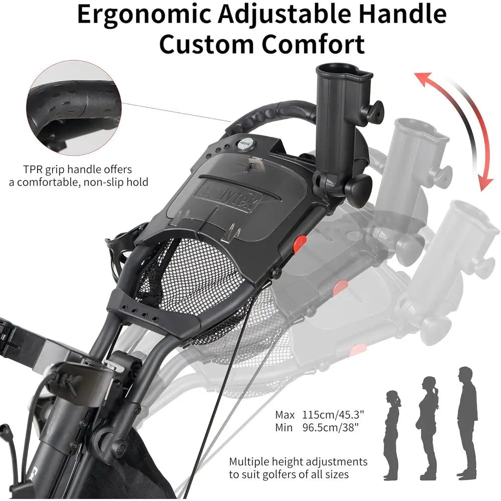 Caddytek CaddyLite ONE-Swivel V8 Golf Trolley - Compact 3-Wheel Folding Cart with 360° Steering, Adjustable Handle, Cooler Baske