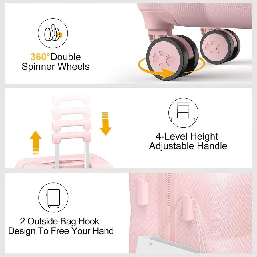 On Luggage with Wheels, 22x14x9 Airline Approved Carryon Luggage, PC Hardside Suitcase, TSA Approved Carryon Lightweight Suitcas