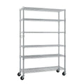 6-Tier Adjustable Metal Shelf with Wheels, Freely Adjustable Spacing, Home Storage Rack for Garage, Living Room, Bedroom