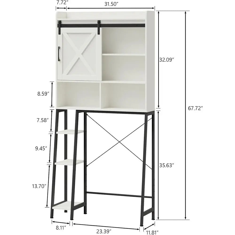 Storage Cabinet Over Toilet with Sliding Door & Toilet Paper Holder Stand, Home Space-Saving Toilet Rack for Bathroom, Restroom